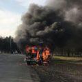 В Одесской области во время движения загорелся автомобиль полиции