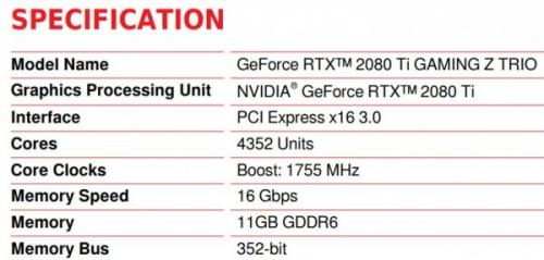 MSI GeForce RTX 2080 Ti GAMING Z TRIO